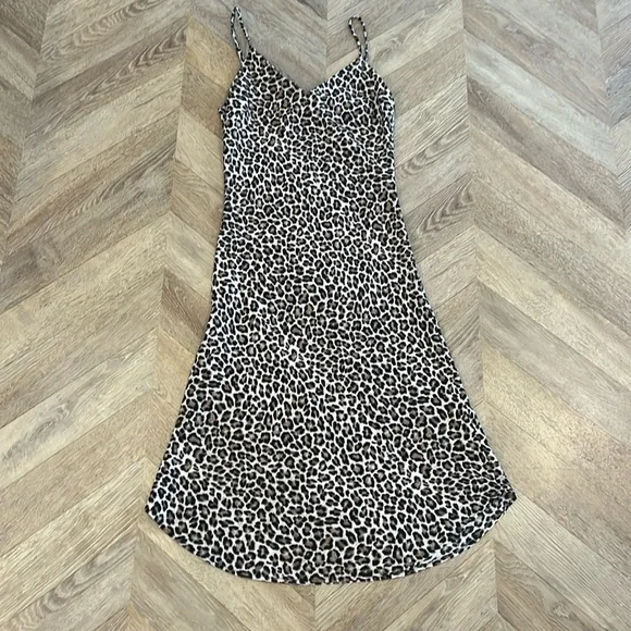 AUDREY 3+1 Dress Womens Sz Medium Brown Animal Print Slip dress - Picture 2 of 12